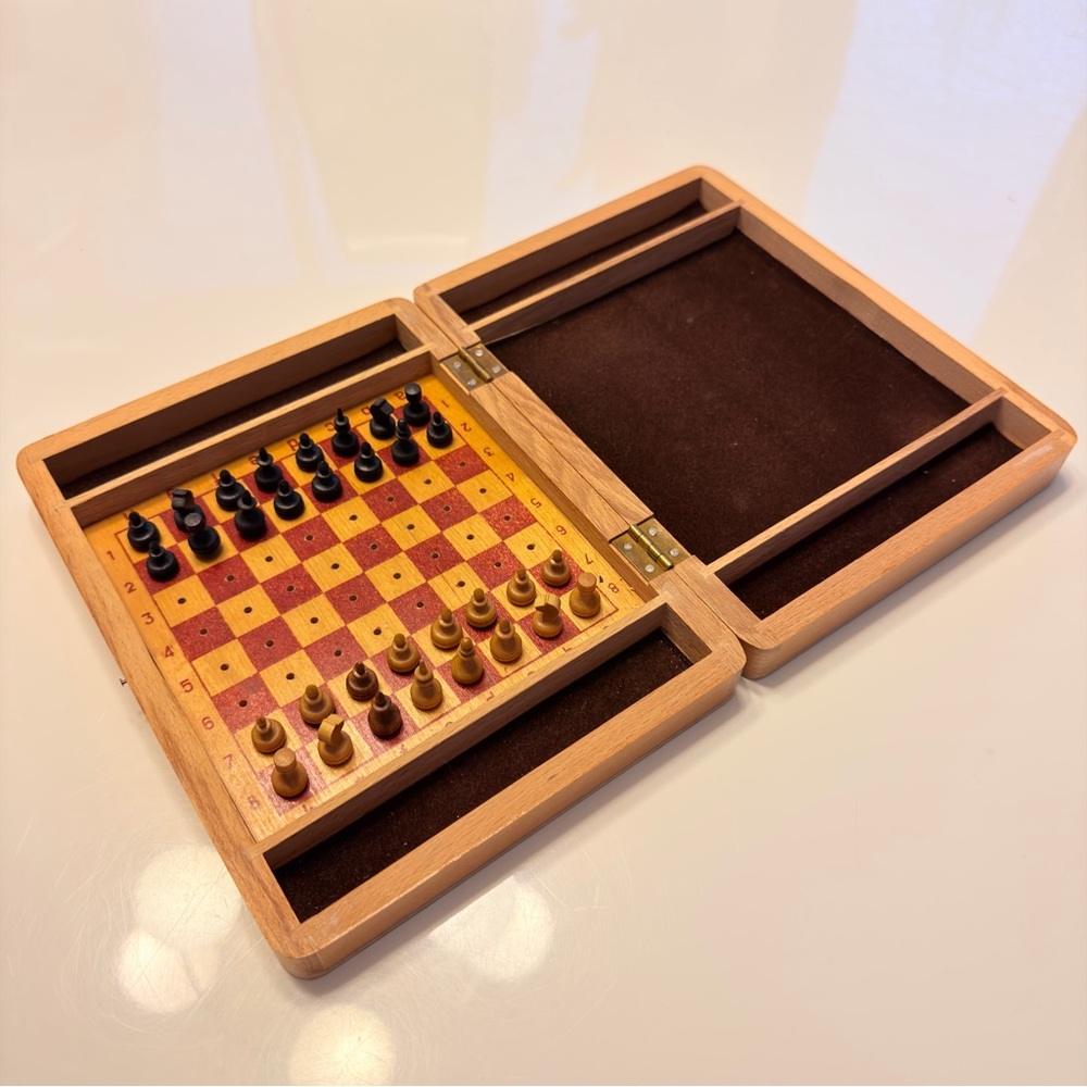 Vintage Wooden Chess Set USSR 70s Travel Chess Set